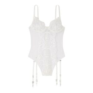 FLEUR DU MAL Satin Trimmed, Lace & Tulle Underwire Bodysuit - Women’s Small New